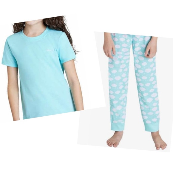 Eddie Bauer Kids 3 Pc Teal Cloud Printed PJ Set L (14/16) - Picture 3 of 14